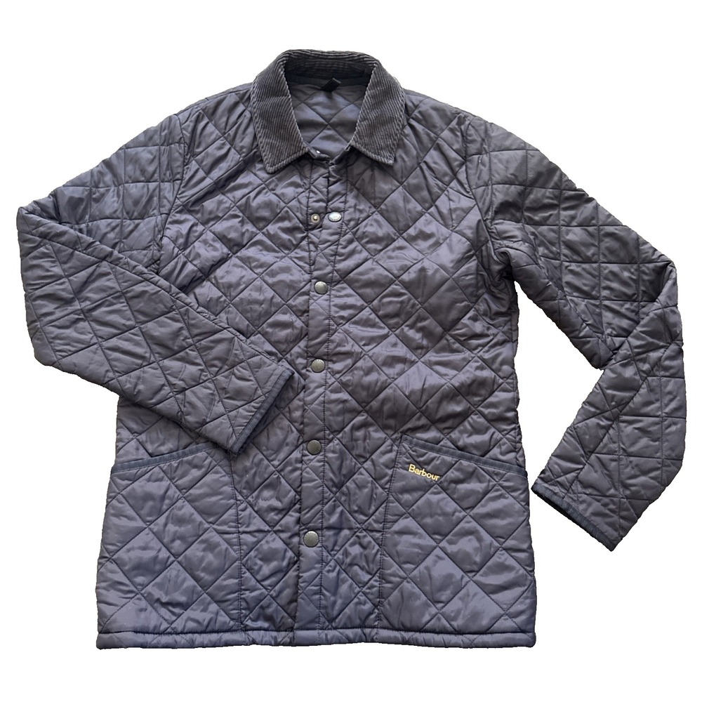 Barbour Heritage Liddesdale Quiltd Jacket Men M Black Corduroy Collar Field Coat